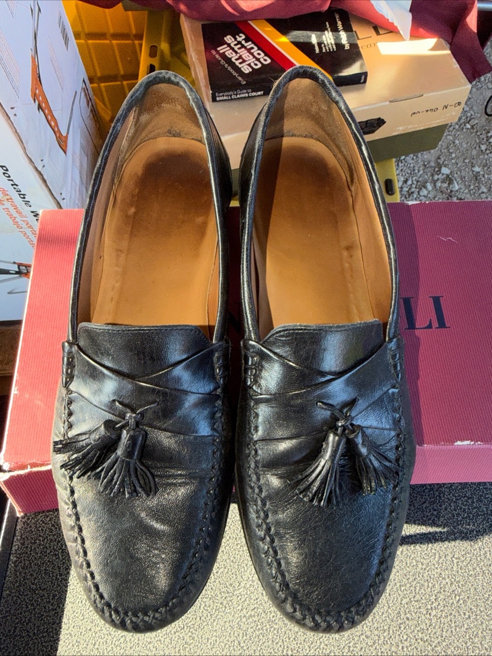 Bruno Magli Black Pebble Leather Kiltie Tassel SlipOn Loafers Sz 10 1/2MGiuseppe